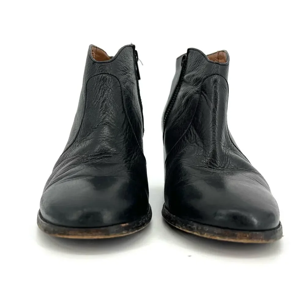 Women FRYE‎ Black Leather Nora Omaha Western Ankle Boot (7B)